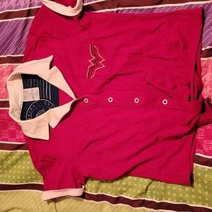 DC COMICS Wonder Woman Bombshells Red Button Up Collar Blouse Shirt